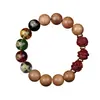 Pulsera Tres en Uno de Sándalo Dorado Púrpura y Cinabrio, Madera de Durazno Natural, Dios de la Riqueza de Cinco Vías, Cuentas de los Doce Animales del Zodiaco, Pulsera de los Cinco Elementos al por Mayor