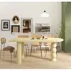 Mesa de isla maciza de madera estilo crema, media redonda, sala de estar francesa, hogar, apartamento pequeño, mesa de comedor, escritorio simple nuevo de losa de roca