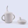 Taza de Beber con Popote de Silicona con Boquilla de Succión Transfronteriza para Niños, Resistente a Altas Temperaturas, Hervible, Taza de Beber para Niños Pequeños, Empaque Neutro, Vaso de Agua con Doble Tapa