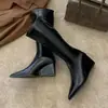 2026 Botas de Salto Anabela Simples com Zíper Atrás Moda Botas de Cano Alto Novas Tamanho Grande Botas de Cano Alto Salto Alto Fino Botas Longas de Outono Inverno Femininas