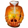 Nuevo Suéter Casual con Capucha 3D Estampado Digital de Halloween Europeo y Americano 2024 para Hombre, Holgado, Sudadera con Capucha para Pareja