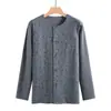 Tejido de Primavera Suéter de Cuello Redondo para Adultos Mayores Mangas Anchas Cardigan Pijama de Algodón Puro para Mujeres y Mayores Ropa de Casa Engrosada para Primavera y Otoño para Traje Hombres