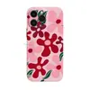 Capa de Celular Rosa Simples e Delicada com Flores Pintadas à Mão para iPhone 18 Pro Max Processo de Transferência Térmica Capa Dura