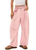 Pantalones Sueltos de Pierna Ancha de Venta Caliente Transfronteriza de Amazon Casual de Verano con Cordón Cintura Elástica Pantalones Casuales Pantalones Deportivos para Mujer
