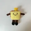 Hilo Terminado Crochet Muñeca Pan Adorno Hecho a Mano Dibujo Animado Forma de Comida Muñeca Llavero Colgante