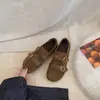 Zapatos de Commuting Meibola De Suela Suave Doble Hebilla Punta Redonda Estilo Nuevo 2026 Planos Zapatos Mary Jane Retro para Mujer Ante