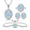 Venta Caliente de Tiktok Flor de Hielo Piedra Tallada Huevo de Paloma Set Anillo de Diamante de Alto Carbono de Lujo Pendientes Colgante Pulsera Joyería