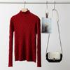 Outono e Inverno 2024 Nova Moda Elegante Gola Média Alta Suéter Interno Base Tricô Top para Mulheres