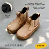 Novas Botas Baixas Infantis 2024 Couro Genuíno Botas Macias de Couro de Vaca Estilo Coreano para Meninas Botas de Outono e Inverno para Bebê Botas Simples Botas de Algodão Botas de Princesa