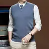 Chaleco de punto para hombre, camiseta básica para hombre, tejido sin mangas de cuello en V ajustado para negocios, chaleco para hombre, suministro directo de fábrica