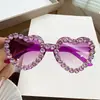 Nuevas Impresionantes Gafas de Sol Incrustadas de Diamantes, Modernas Gafas de Corazón para Dama, Gafas de Sol Decorativas para Estudio de Fotografía de Bodas y Fotografía Callejera