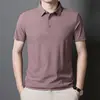 Polo de Seda de Hielo de Verano Sin Costuras Urbano de Negocios con Cuello Camisero para Hombre Camiseta Sencilla de Color Sólido Camisa de Aire Acondicionado para Papá Camisa de Empleado