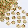 Antigo suporte de flores de óleo com gotas de ouro e areia, decoração, contas soltas, pulseira faça você mesmo, joias, espaçadores de cloisonné, materiais de acessórios
