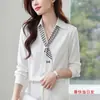 Camisa elegante de manga larga estilo francés con cintas, ropa de mujer, nueva colección primavera-otoño 2026, top de satén profesional para el trabajo