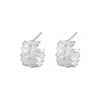 Pendientes de Encaje con Borde Irregular Tachonado de Diamantes en Plata Pura 999 para Mujer, Simples y Modernos, Pendientes Semicírculo Irregulares en Forma de C Personalizados 0158A
