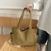 Bolsa de pana para mujer, gran capacidad, nueva moda de verano 2026, bolso de hombro casual para compras, bolso tote para ir al trabajo