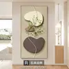 Pintura decorativa moderna minimalista para entrada estilo crema elefante pasillo pasillo colgante planta verde mural vertical de entrada