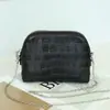 Bolsa de almacenamiento de cuero con patrón de cocodrilo, bolso cruzado de cadena para mujer, bolso de mano pequeño, neceser portátil con forma de concha, bolsa de aseo de viaje