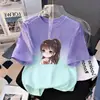 Camiseta de Verano con Degradado para Niñas, Manga Corta Infantil, Nueva Estampada Holgada Estilo Coreano Versátil Moderna para Niños Mayores