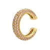 Joia com fivela de pérola microincrustada com diamante colorido clipe de osso da orelha zircônia colorida brincos de clipe de orelha simples cobre banhado a ouro 18K VE131