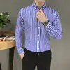 Comercio exterior al por mayor nueva camisa de manga larga para hombre talla grande coreana delgada a rayas camisa casual de negocios hombre