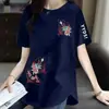 Comercio Exterior Transfronterizo Último Stock Gran Marca Etiqueta Cortada Mostrador Camiseta de Manga Corta Moda Femenina Top Adelgazante Ropa de Verano