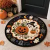 Nuevas alfombrillas de suelo europeas y americanas para Halloween, alfombrillas con temática de calabaza y fantasma, decoraciones festivas, felpudos, alfombras redondas para dormitorios y salas de estar
