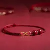 Pulsera de Cuerda Roja Cinabrio Año Zodiacal para Mujer Infinito Rico Trenzada Púrpura Oro Arena Tobillera Regalo de Pareja Mayoreo