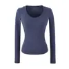 25108-Estilo Deseo Puro Moda Chica Atractiva Camiseta de Manga Larga con Cuello en U para Mujer 2025 Nuevo Sexy Ajustado Top Base