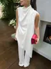 2026 Verano Nuevo Estilo Europeo y Americano Comercio Exterior Conjunto de Ropa para Mujer Chaleco sin Mangas Irregular Pantalones de Pierna Ancha Conjunto de Dos Piezas
