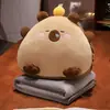 Almohada Calentador de Manos Capibara Colcha Doble Uso Cojín de Sofá Manta de Coche Dos en Uno Almohada para Siesta de Oficina