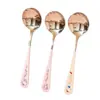 Cuchara redonda de acero inoxidable con estampado de dibujos animados auténticos de Hello Kitty, linda y portátil para uso doméstico y estudiantes