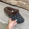 Pantuflas de felpa de algodón con lunares para mujer 2026 Otoño/Invierno Nuevos Zapatos Peludos de Suela Suave Punta Cerrada Medias Pantuflas Birkenstock Pantuflas de Exterior