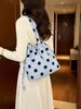 Bolsa de mão clássica retrô com bolinhas em fundo de damasco leitoso, bolsa de ombro casual versátil estilo lady coreano ins