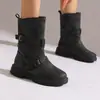 Hebilla de Cinturón Chelsea Botas Romanas Otoño e Invierno Botas Martin Botines talla extra Planos Nuevos 4048 Comercio Exterior Zapatos de Mujer