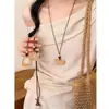 El Solsticio de Verano Aún Está por Llegar~ Collar de Flor con Cuentas de Madera y Cordón de Cera Cadena para Suéter Estilo Vacaciones en la Costa Joyería de Alta Gama Venta al por Mayor
