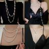 Collar de perlas largas irregulares, estilo francés, ligero, de lujo, elegante, de lana, con cadena, sencillo, de alta gama, al por mayor, para mujer.
