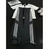 Calça casual masculina estilo retrô americano com três listras em cores contrastantes, calça de verão solta, fina e respirável, calça esportiva de perna reta