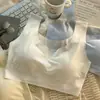 Roupa íntima feminina de seda gelo sem costura, camisola para menina, sutiã esportivo sem aro, top para reunião de estudantes, mostra o temperamento jovem, regata