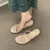 Sandalias de Verano para Mujer para Uso al Aire Libre 2026 Estilo Francés Zapatillas sin Cierre con Pedrería y Perlas, Elegantes Zapatillas Plateadas