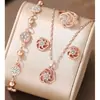 Comércio Exterior Transfronteiriço Conjunto de Colar Pulseira Anel Brincos Floco de Neve Acessórios de Joias Simples Europeus e Americanos Conjunto de Várias Peças Pronto para Venda