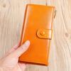 Cartera de Mujer Larga de Cuero Genuino Cartera Delgada Cartera de Cuero Suave Clutch Bolso Pequeño de Mujer 2024 Nueva Moda Bolso de Mujer