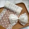 Encaje simétrico lateral ancho diy lazo grande material seda de leche blanca hecho a mano accesorios para el cabello bordado de malla boda