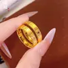 Anillo 520 Amor Eterno para Pareja, Latón Chapado en Oro, Lujo de Nicho, Versátil, Sensación de Alta Gama, Retención de Color Duradera