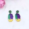 Aretes Personalizados de Corona de Carnaval Aretes de Máscara de Estrella Aretes Acrílicos Estampados Aretes para Mujer