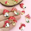 Mezcla de 5 Colgantes de Aleación de Hongo con Goteo de Aceite Rojo, Colgantes para Llavero DIY Hechos a Mano, Collares, Materiales para Accesorios de Joyería