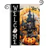 Bandera de Jardín de Halloween Más Vendida de Amazon con Estampado de Calavera Material de Lino Decoración de Fiesta Americana Bandera de Jardín