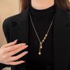Nuevo collar de calabaza dorada de estilo chino para mujer, diseño de nicho de lujo ligero, estilo nacional de alta calidad, elegante cadena de clavícula con borlas de la marca Fortune