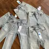 Jeans de corte slim ajustado elástico, ligeramente acampanados, color azul hielo lavado, estilo americano de alta calle cleanfit, de moda, para hombre y mujer, transfronterizos