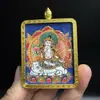 Artesanato Estilo Xizang Pequeno Pingente Thangka Liga de Zinco Pingente Thangka Amuleto de Buda Dourado